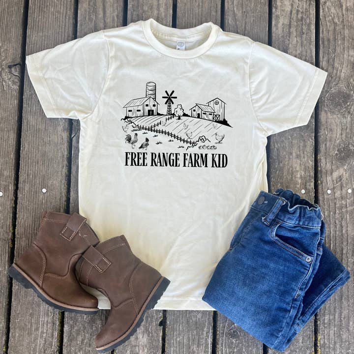 Sage & Soil - Wholesale T-shirt – Kids - Free Range Farm Kid Children's T-Shirt2