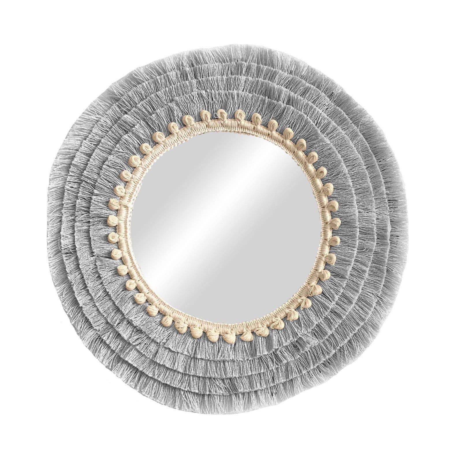 Geometrik Design - Wholesale Wall Stone - Round Wall Mirror With Cotton Fringe Boho Decor1