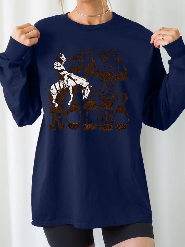 Call It Rodeo Western Graphic Plus Long Sleeve Tee for wholesale by COLORBEAR