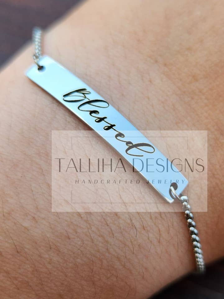 Stainless Steel Blessed Engraved Adjustable Bracelet for wholesale by Talliha Designs
