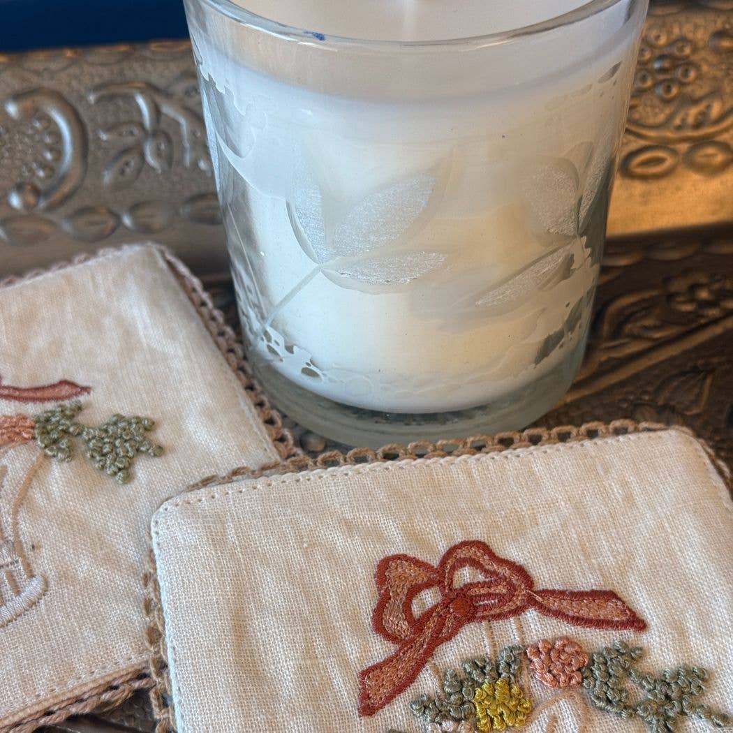 Shastra Home – wholesale Dinner & cloth napkin – Linen Embroidered Coasters - Set of 43