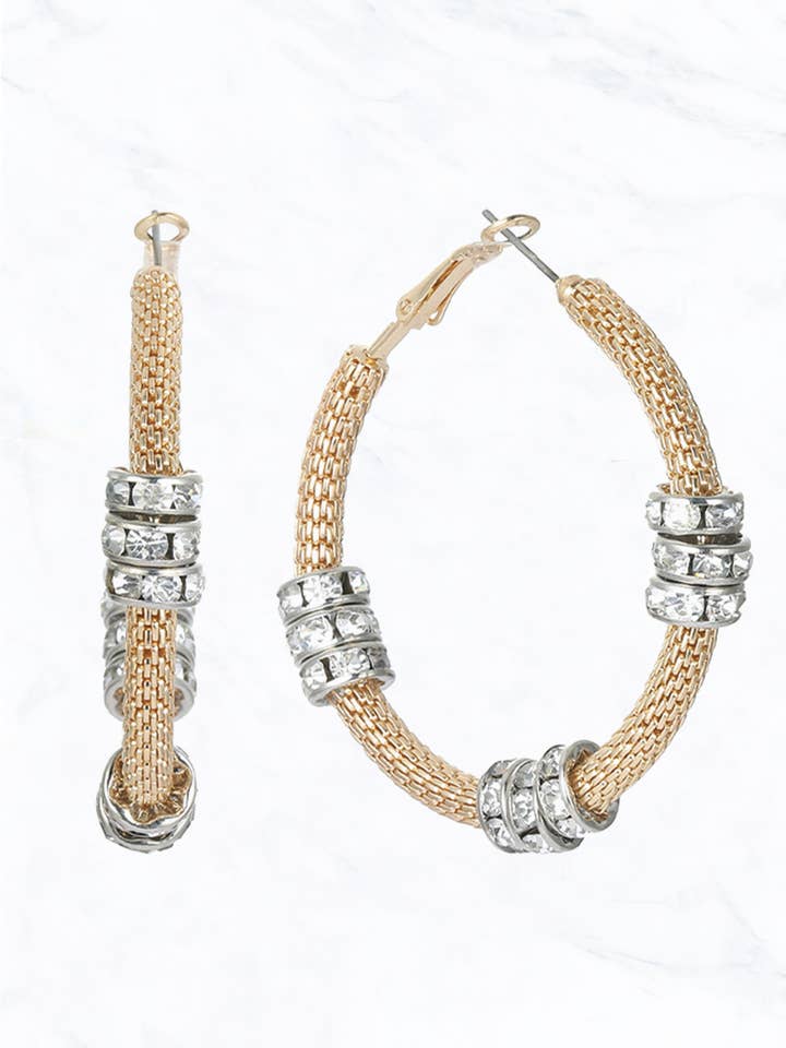 Two Tone Rondelle Hoop Earring for wholesale by Suzie Q USA