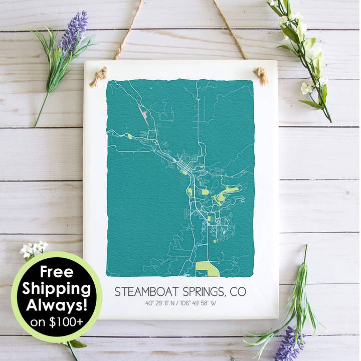Steamboat Springs Colorado Map Wall Tile - Ceramic Tile Art for wholesale by Sparks House Co.
