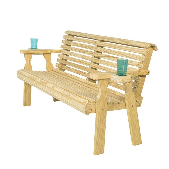 The Porch Swing Company - Wholesale Bench - Amish Casual Roll Back 5 Foot Treated Wood Outdoor Bench4