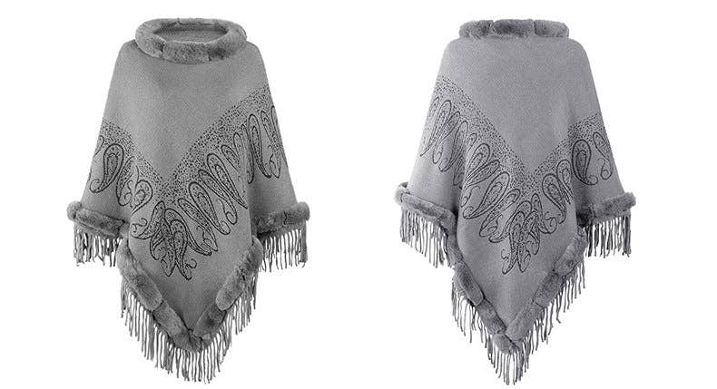 Ole - Wholesale Cape - Women's - Collar Pullover Tassel Cape S02147