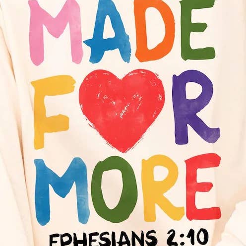 Made for More Oversized print on Comfort Colors Tee for wholesale by Stitched in Honey