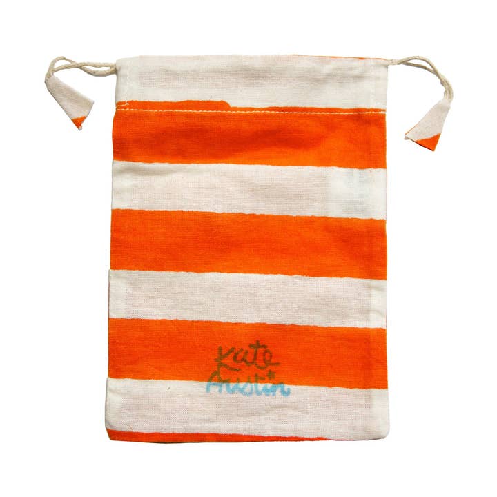 Bolsa con cordón en rayas cabana naranja y blanco para venta al por mayor de kate austin designs