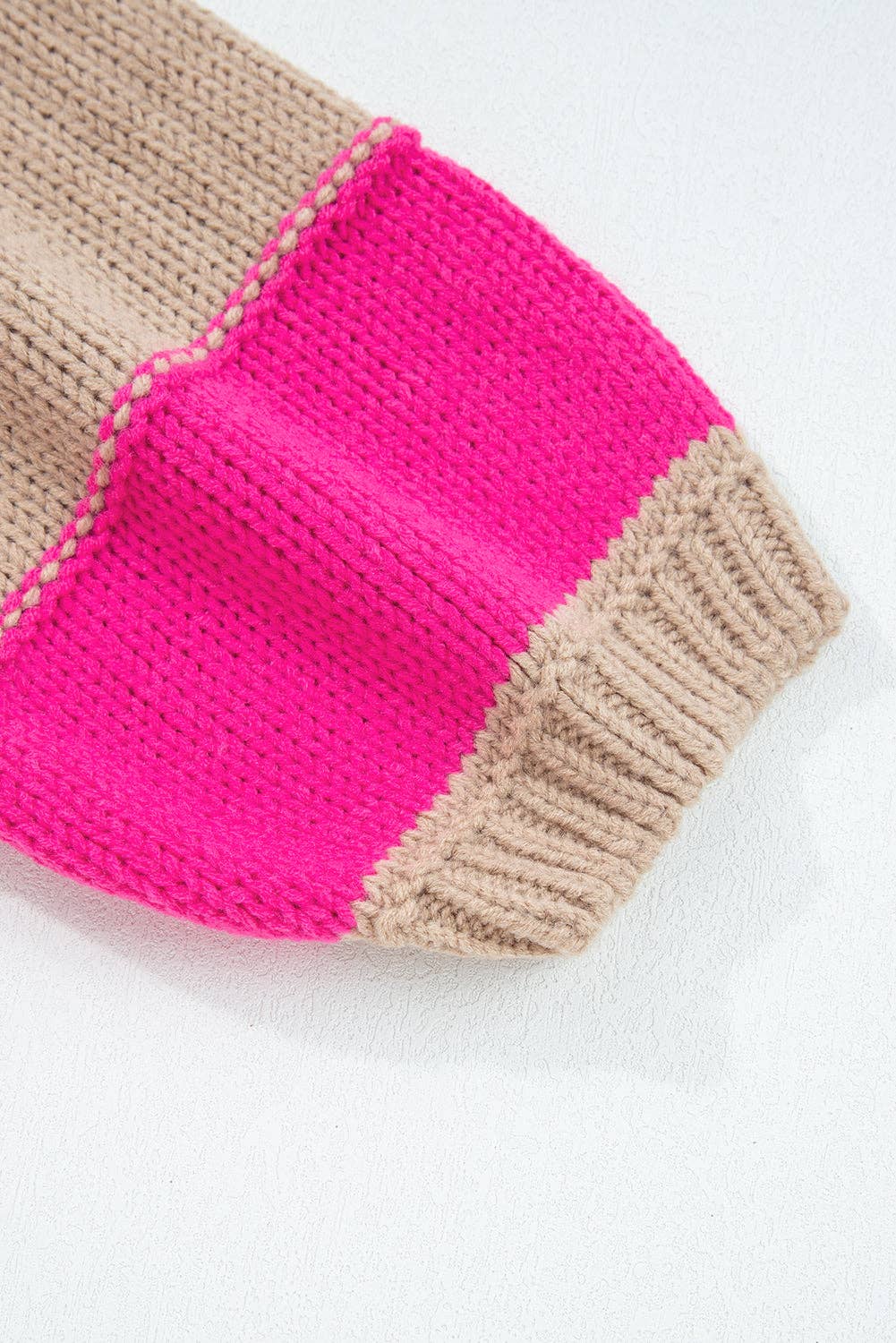 PRETTY BASH - Wholesale Knit Sweater - Women's - Plus Size Stripe Colorblock Drop Shoulder Sweater12