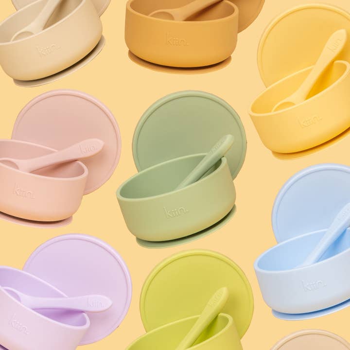 Kiin Baby - Wholesale Feeding Set - Baby - Silicone Suction Bowl with lid + Spoon Set