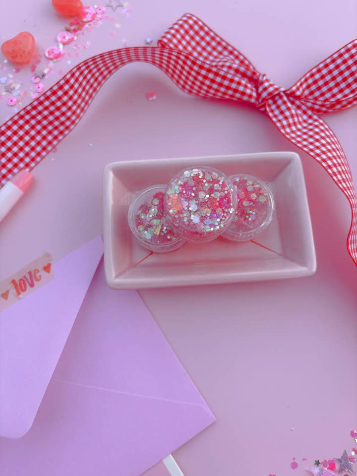 Cupid Pink Hearts Glitter Sparkle Hair Glitter for wholesale by Evie Pearl Handmade LLC