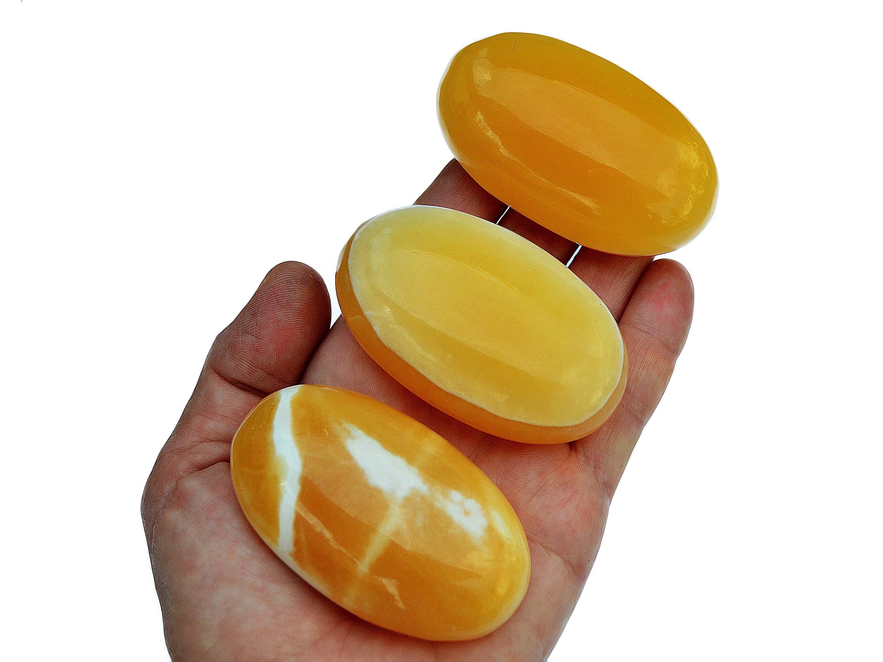 Kaia & Crystals - Wholesale Spiritual Stone/Crystal - Orange Calcite Palm Stone 1 Kg (8-10 Pcs) - (50mm - 70mm)7