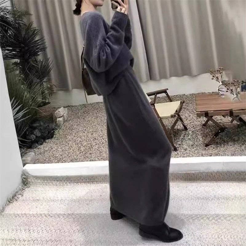 Sheer Trend - Vente Ensemble haut et jupe - Femme - Ensemble Deux Pièces Pull et Jupe Droite Uni6