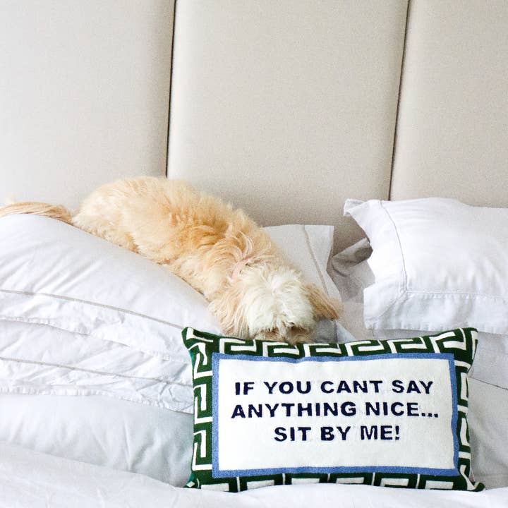 The Pillow Drop – wholesale Throw/decorative pillow – If You Can't Say Anything Nice...Sit By Me Needlepoint Cushion2