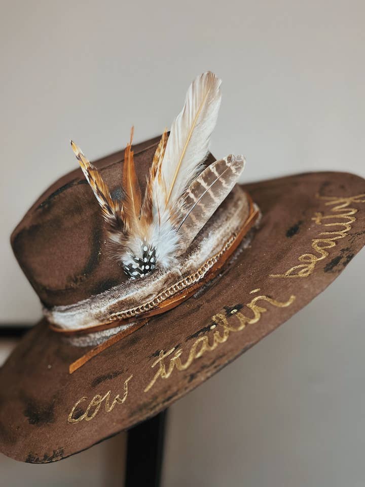 Cow Trailin’ Beauty Rancher Hat for wholesale by Pearled Pecos Hat Co.