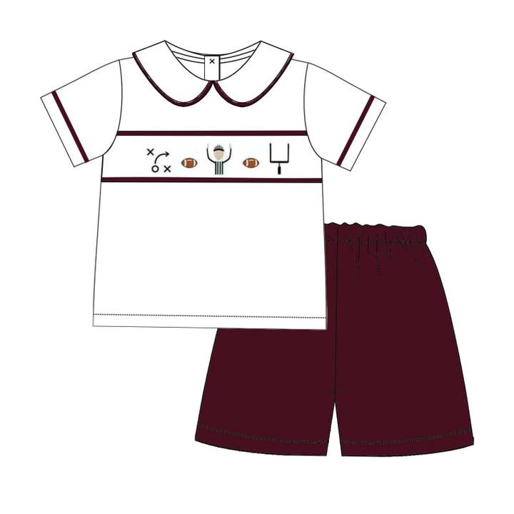 Maroon Collegiate Official Play Call Short Set for wholesale by Little Peas