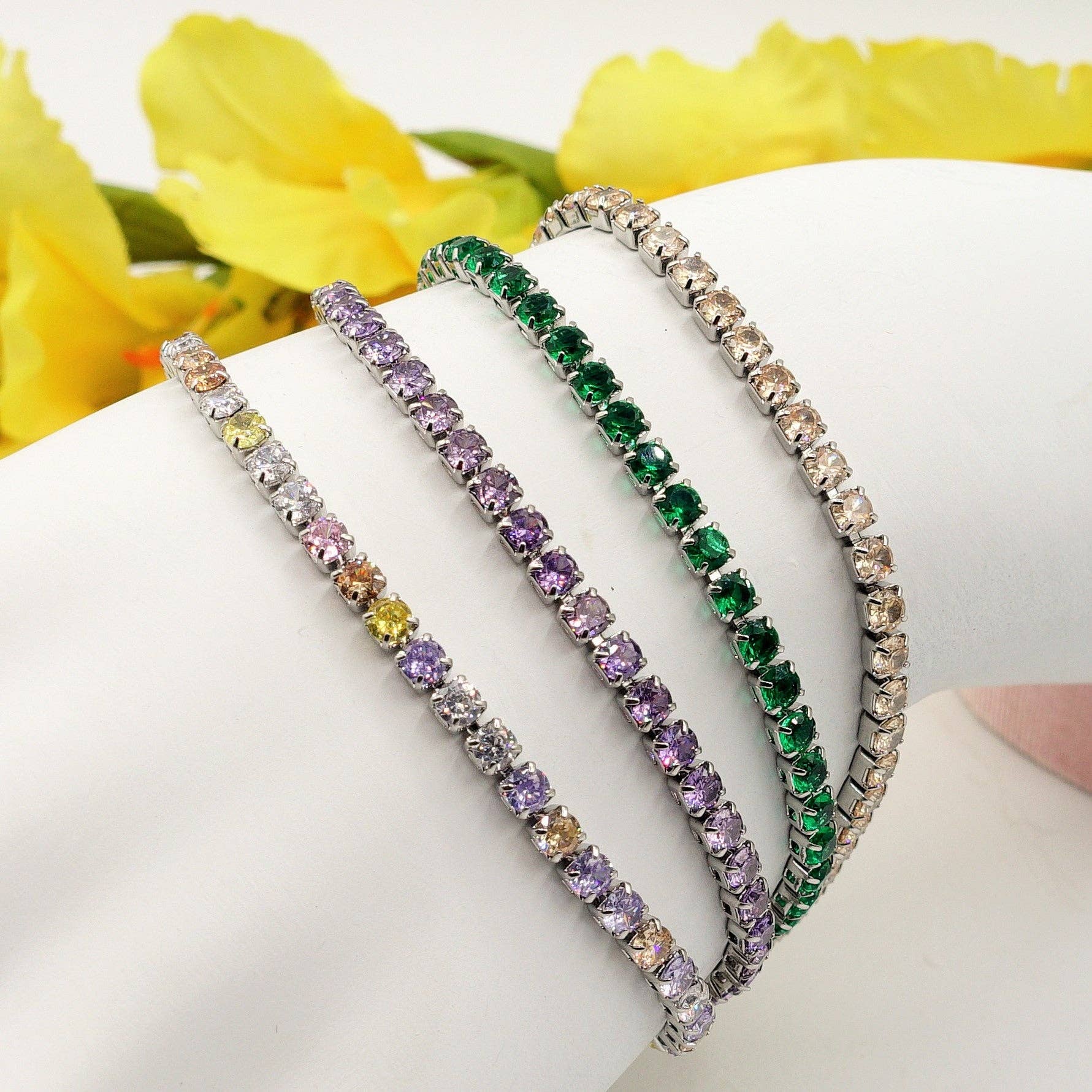 Daemon srls - Wholesale Tennisarmbanden - ALICIA ~ Tennisarmband van roestvrij staal met cubic zirconia11