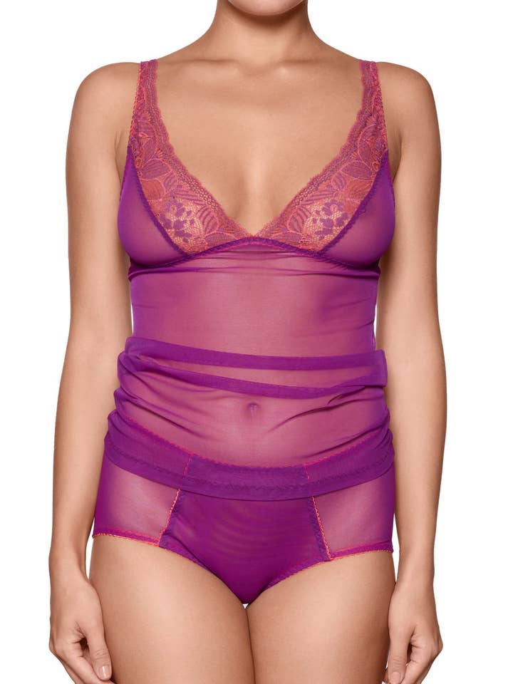 Miss Ivy Pink Mesh and Lace Camisole for wholesale by Viola Sky