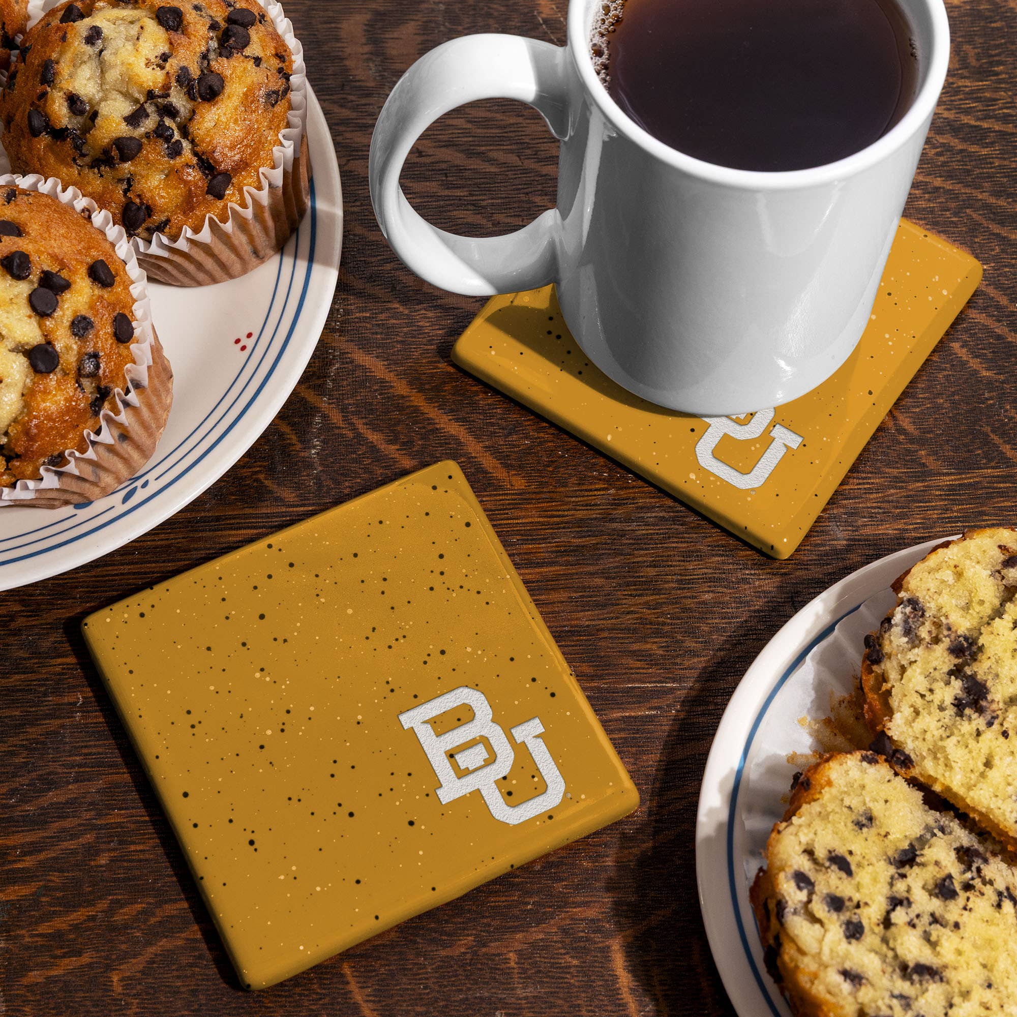 Rico Industries - Vente Sous-verre - Dessous de verre gravé au laser à pois or Baylor Bears NCAA2