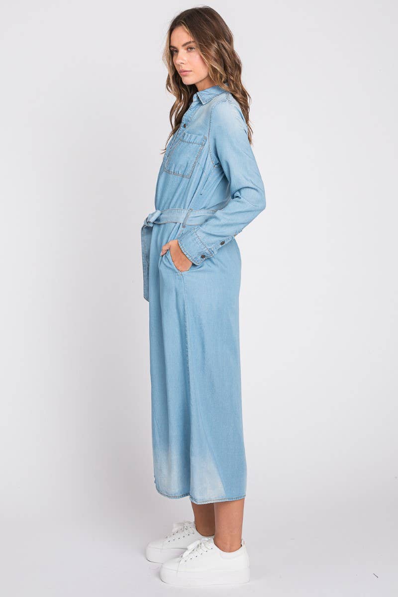 ZiA Apparel – Engroshandel Kjole - Dame – Denim Midi Shirt Kjole14