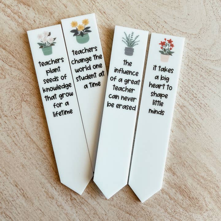 Set Of Four Mini Teacher Plant Stakes for wholesale by Knotty Design Co.