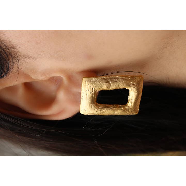 BUBU BY TEKIN SHOP - Wholesale Jewelry Set - Geometric-Shaped Matte Gold Plated Jewelry Set4