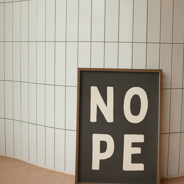 Nope | Cream & Charcoal | Art Print for wholesale by Wisdom and Wonder Designs