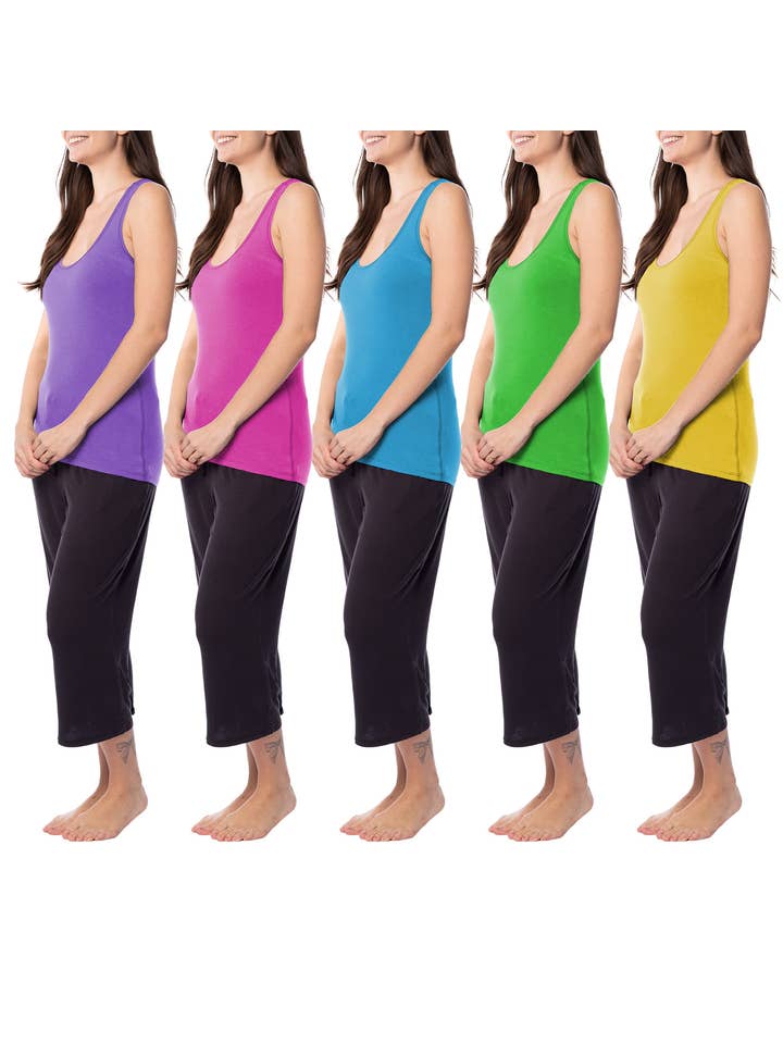 I-Wear Brands - Vente Débardeur – femme - Lot de 5 débardeurs en coton et spandex à dos nageur pour femmes
