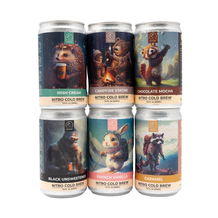 Variety Case Nitro Cold Brew Coffee (all 6 flavors) for wholesale by 3Legged Coffee Brewery