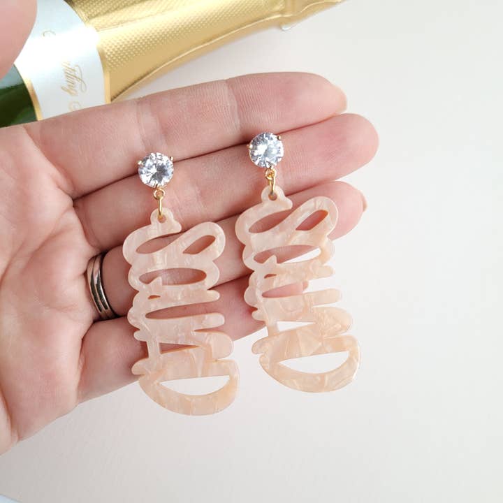 Spiffy & Splendid - Wholesale Dangle Earrings - Bachelorette Squad Earrings - Pink