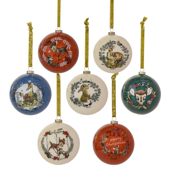 Set de 7 bolas de Navidad de Bambi de Disney Enchanted Forest para venta al por mayor de WIDDOP and Co.