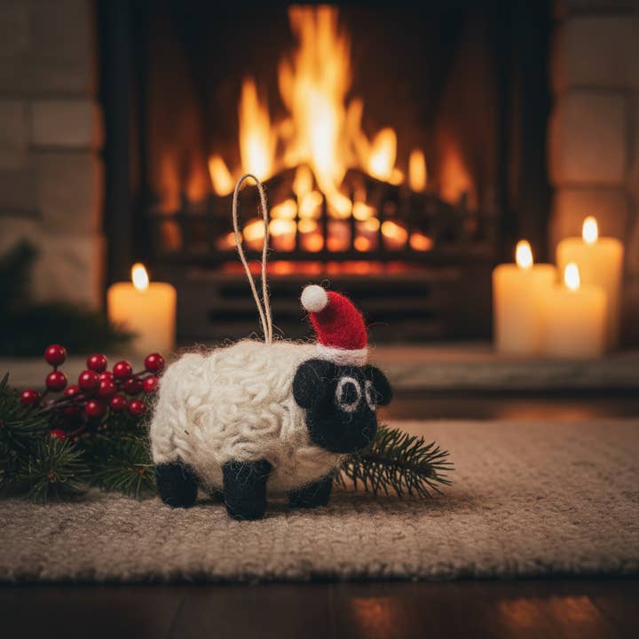 Felt So Good - Wholesale Ornament - Handmade Felt Biodegradable Christmas Black Sheep Decoration1
