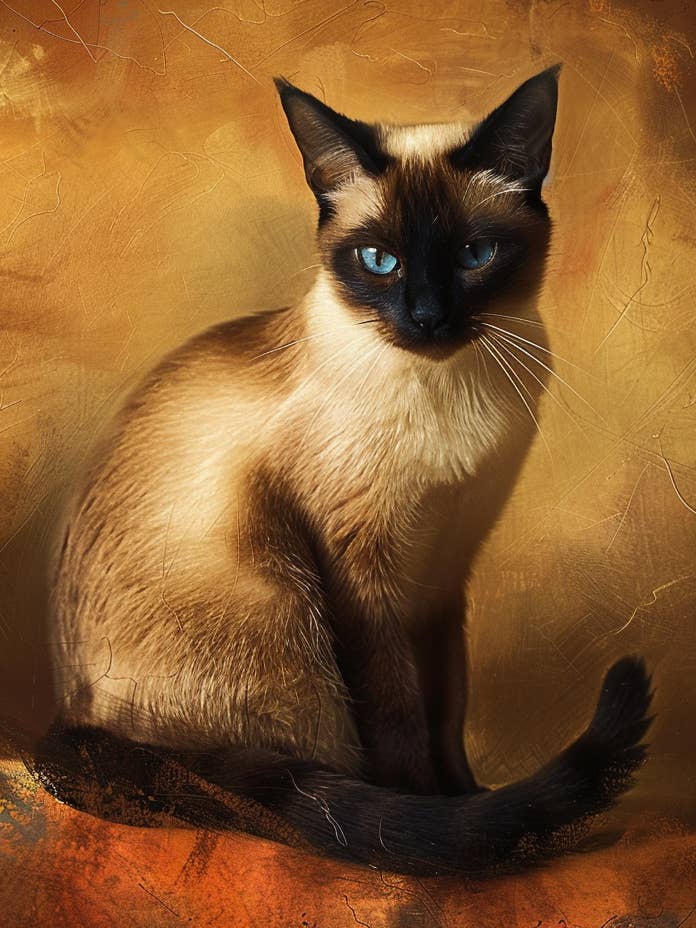 Vintage Golden Siamese Cat 5"x7" Art Print for wholesale by Mowbi