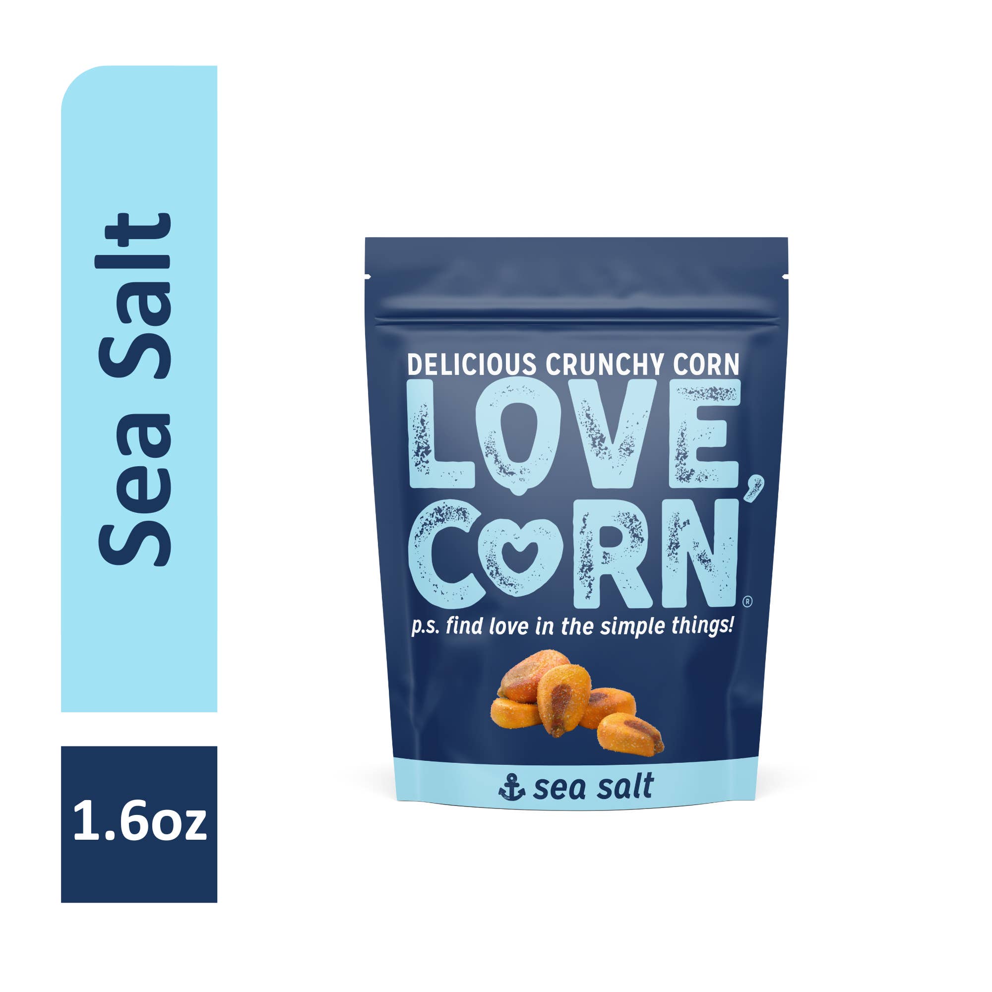 LOVE CORN - Wholesale Puffed Snack - LOVE CORN Sea Salt 1.6oz x 10 Bags