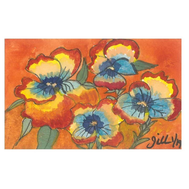 Card #6 Pansies for wholesale by One Woman's Art by Jill