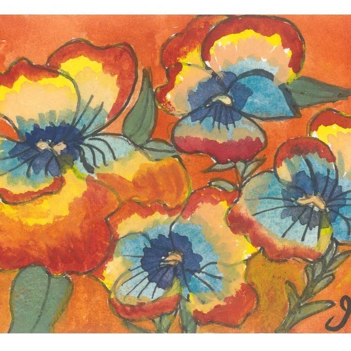 Card #6 Pansies for wholesale by One Woman's Art by Jill