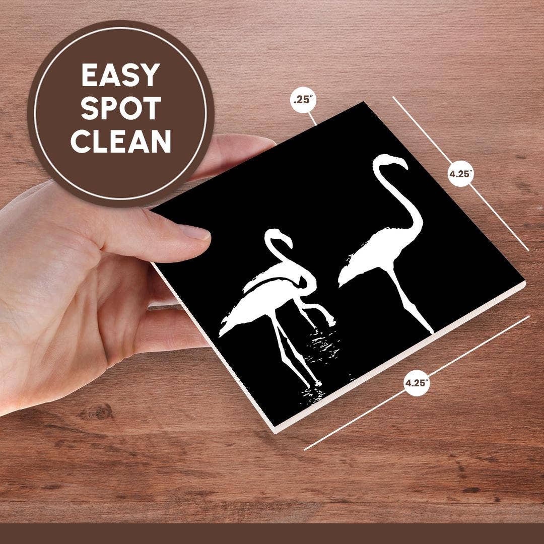 3dRose – wholesale Coasters – 3dRose, Three Flamingos Watercolor Silhouette In White, Coaster6