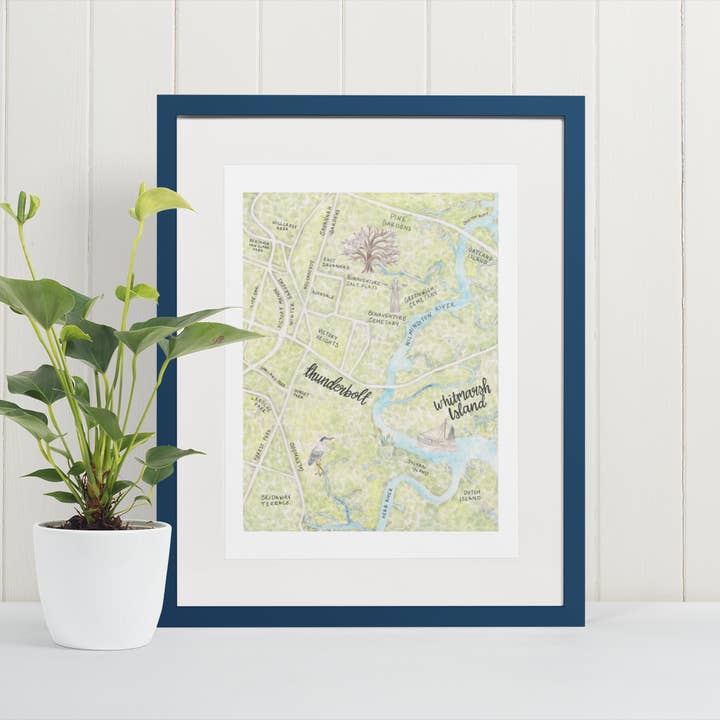 Thunderbolt and East Savannah Map for wholesale by Erica Catherine Illustration