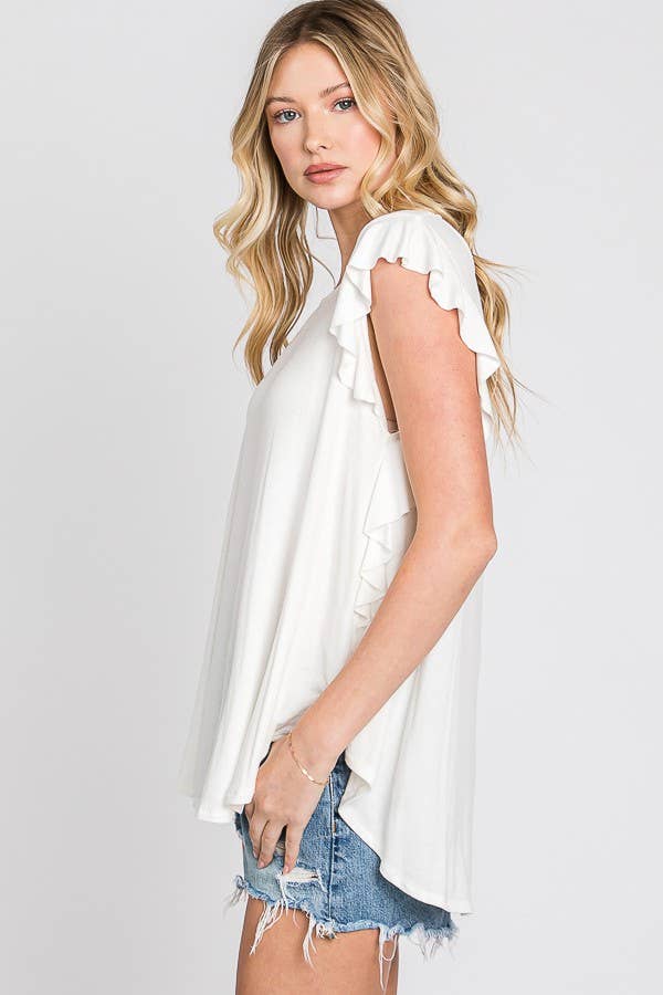 JADE BY JANE - Wholesale Tunic - Women's - Sleeveless Ruffle Top - KRT103722