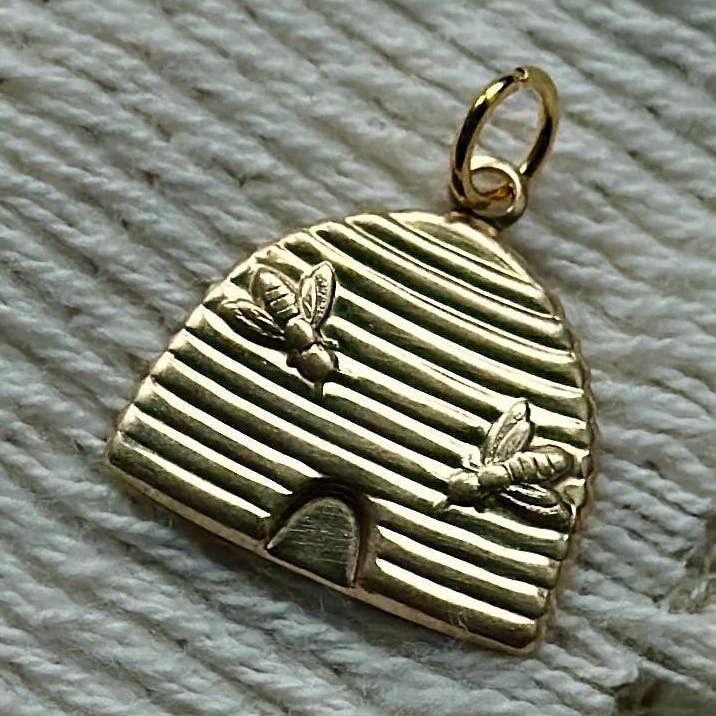 Vintage Brass Honeybee Beehive Charm for Jewelry for wholesale by The Brass Era