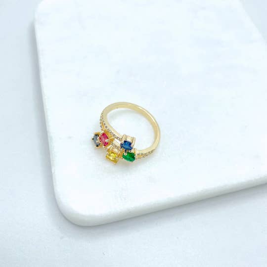 Luxus Accessories - Wholesale Multi-Stone Ring - 18k Gold Filled Colored Cubic Zircornia and Micro CZ Ring3