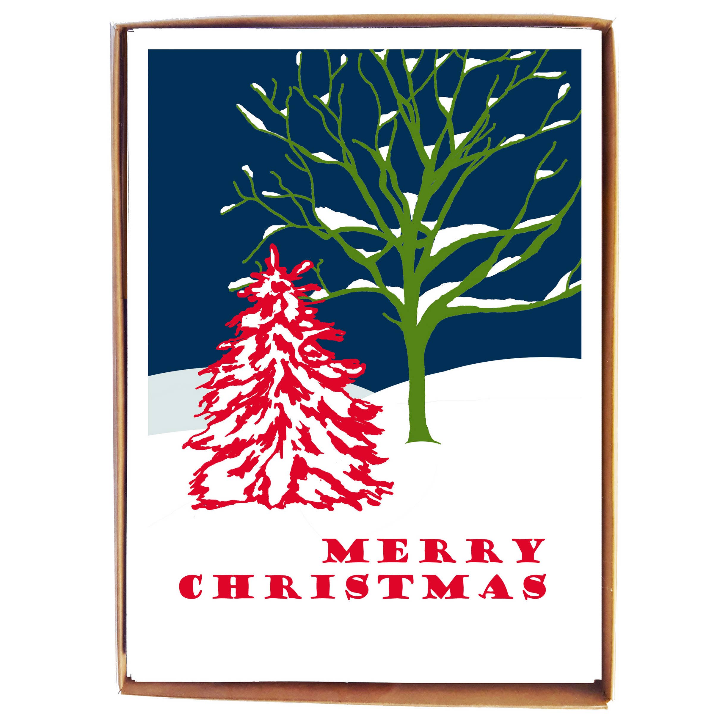 mollyOcards - Wholesale Season's Greetings Card - Snowy Trees - box of 80