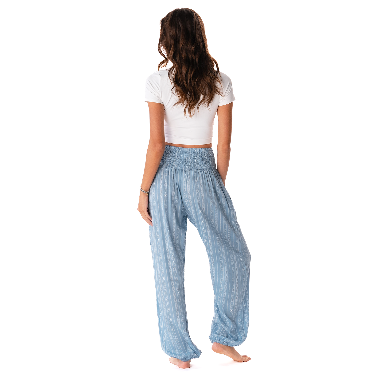 Lotus and Luna - Vendita all'ingrosso Pantalone - Donna - Pantaloni Harem Tribali Blu Denim con Tasche8