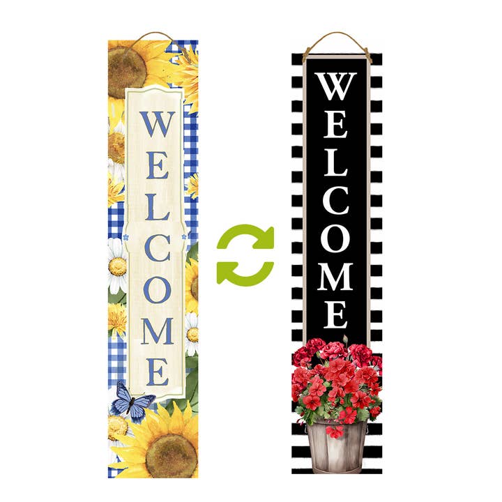 Country Flowers Pine Reversible Porch Leaner for wholesale by Briarwood Lane