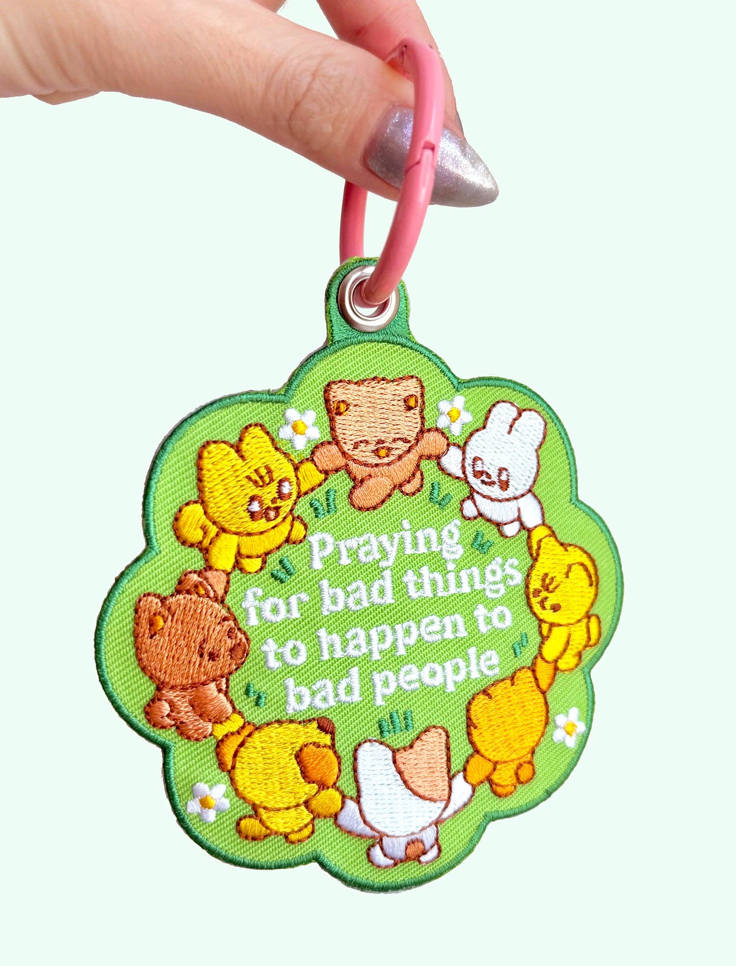 Maobabie - Wholesale Keychain - Women's - Praying for Bad Things Embroidered Keychain1
