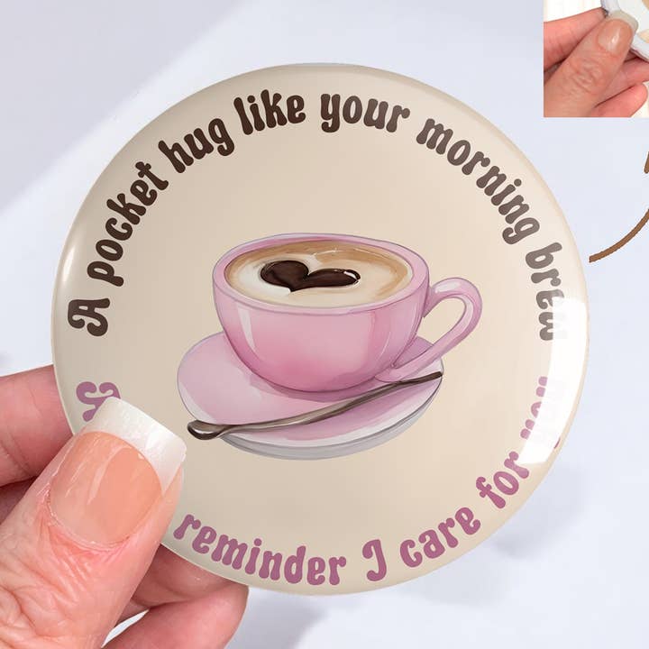Coffee Pocket Hug Mirrors | Food-Themed | Kawaii Pocket Hug for wholesale by One Team Blessed