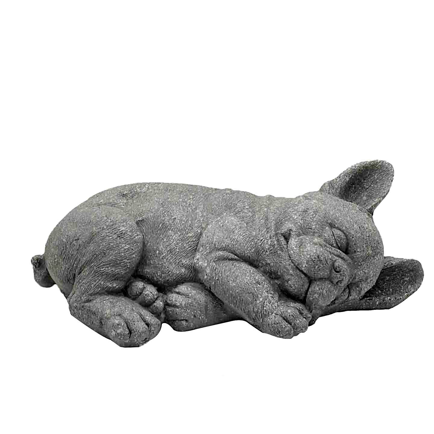 Galt International Company - Wholesale Outdoor Ornament/Decor - Grey Polyresin Sleeping French Bulldog Garden Statue 20.5" L1