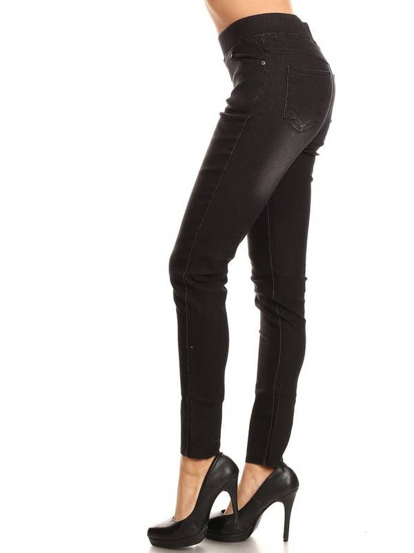 Color 5 - Wholesale Jeans - Women's - Solid color pre washed pull on denim skinny pull on jeggings2