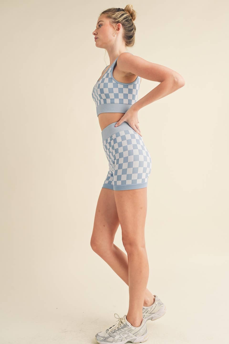 KIMBERLY C - Wholesale Activewear Set - Women's - Checkmate Cropped Two Piece Set31