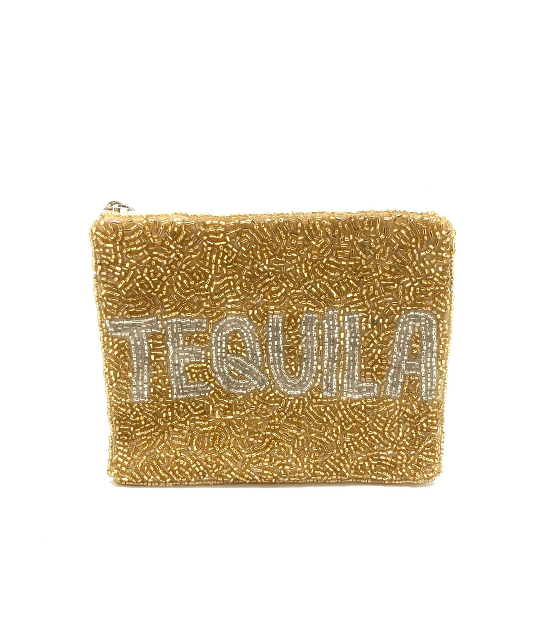 Pizzazz, Inc. - Vendita all'ingrosso Portamonete - Donna - POCHETTE PORTAMONETE CON PERLINE ORO TEQUILA0