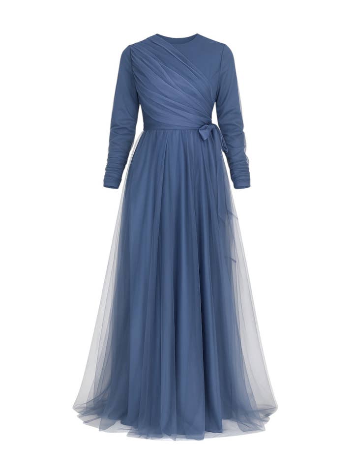 WENOR - Wholesale Dress - Women's - Tulle Dress Long-Sleeved Maxi Dress Women's Muslim Evening Dress20